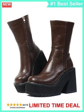 Platform Ankle Boots Chunky Goth Punk Booties Synthetic Leather